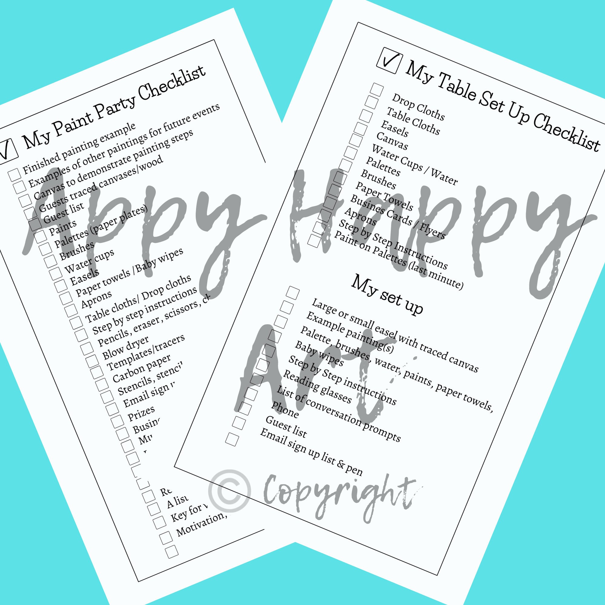 Paint Party Planner Bundle, Instant Digital Download, Checklists