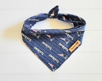 New England Patriots Dog Bandana, Cotton Tie & Snap