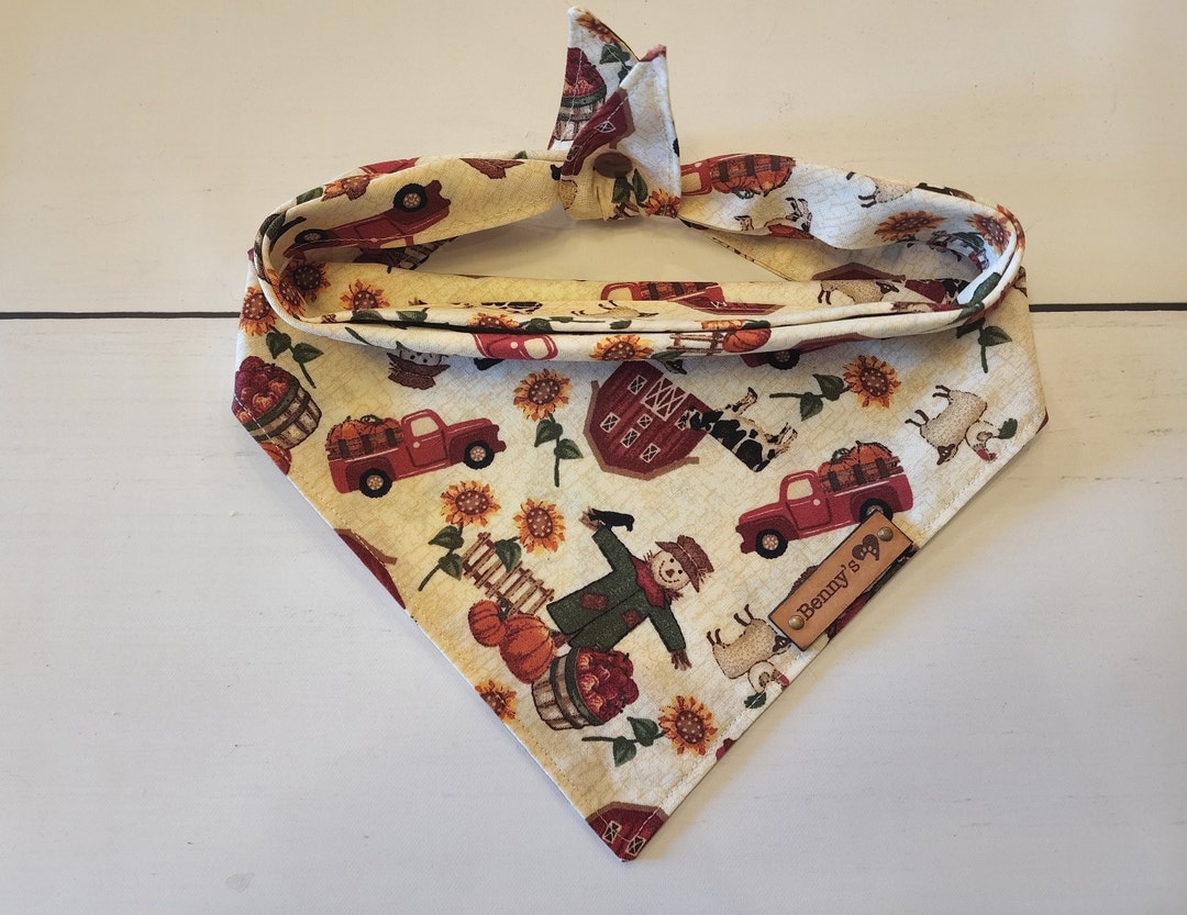 Dog Bandana Fall Dog Bandana Red Truck Dog Bandana Tie & Snap Etsy
