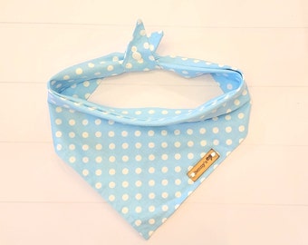 Blue Dog Bandana, Light Blue Dog bandana,  Tie & Snap Dog Bandana, Summer Dog Bandana, Dog Neckerchief,  Spring Dog Bandana, Puppy Gift