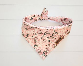 Pink Floral Dog Bandana Tie & Snap Bandana Puppy Bandana Spring Dog Bandana Girl Dog Bandana Dog Neckerchief Dog Mom Puppy Gift Floral Scarf