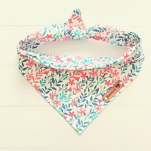 Pink Flora Dog Bandana  Spring Dog Scarf Pink Turquoise Dog Bandana Tie & Snap Bandana  Girl Dog Bandana Puppy Gift Dog Mom Dog Neckerchief