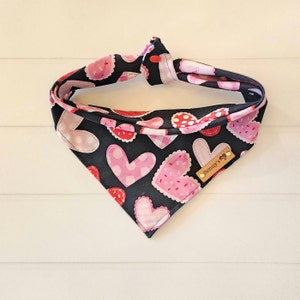 Valentines Day Dog Bandana Holiday Bandana Tie & Snap Bandana Red Heart Dog Bandana Valentine Cat Bandana Puppy Gift Red Pink White Black
