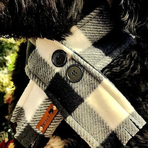 Dog Scarf  Winter Pet Scarf Buffalo Plaid Puppy Scarf  X Mas Dog Scarf Black White Buffalo Check Puppy Gift Dog Clothes Cute Pet Scarf Puppy