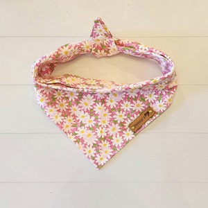 Pink Floral Pet Bandana Daisy Dog Scarf Tie & Snap Bandana Dog Neckerchief Spring Bandana Puppy Gift Dog Mom Female Dog Bandana Dog Clothes