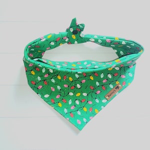 Christmas Dog Bandana Holiday Lights  Dog Bandana Tie & Snap Bandana Holiday Dog Bandana Puppy Gift  Dog Scarf X Mas Bandana Glitter Green