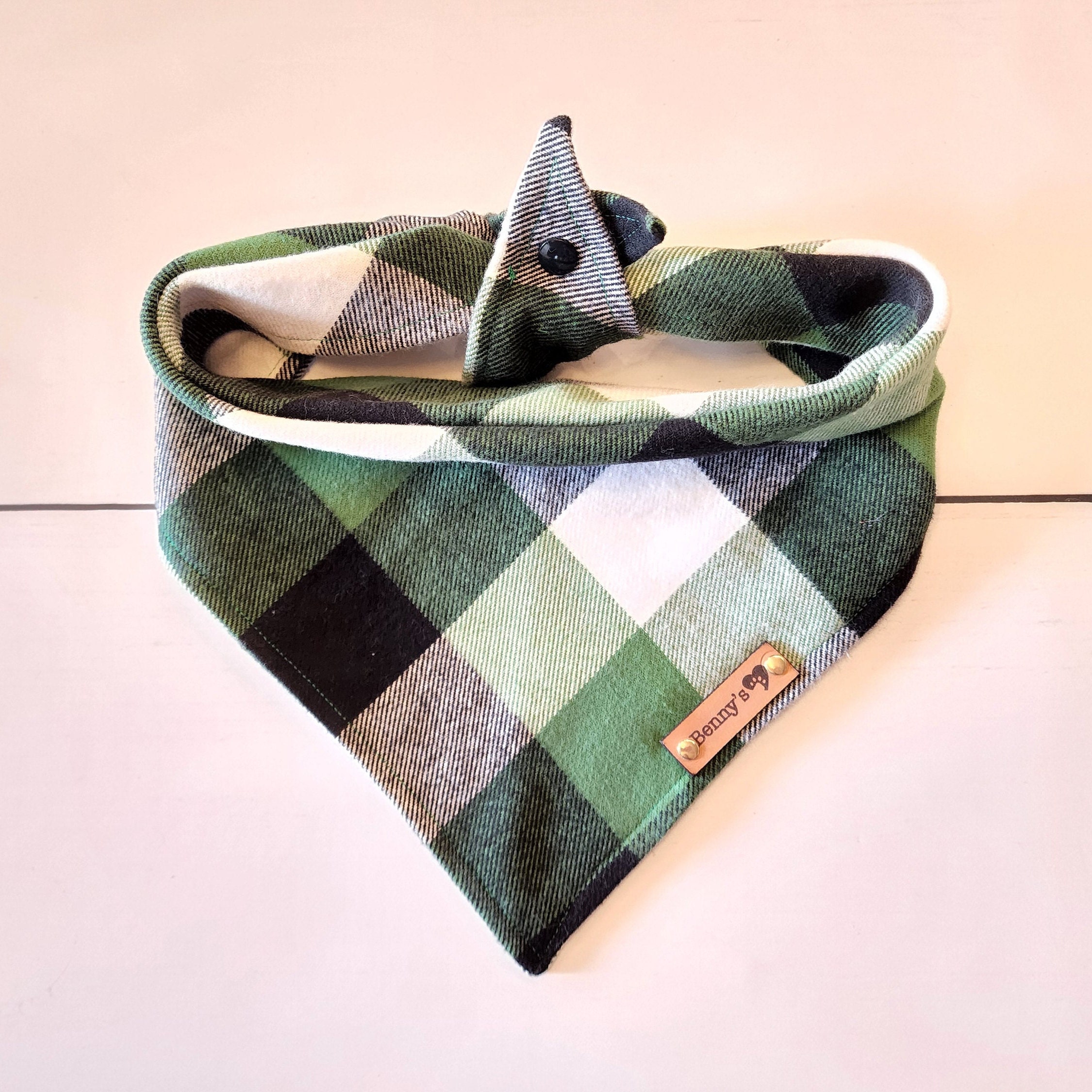 Dog Bandana Green Dog Bandana Green Check Flannel Dog Etsy