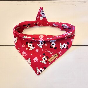 Valentines Day Dog Bandana Pink Heart Paw Bandana Tie & Snap Bandana Holiday Bandana Puppy Scarf Bandana Dog Gift Puppy Holiday Red Pink