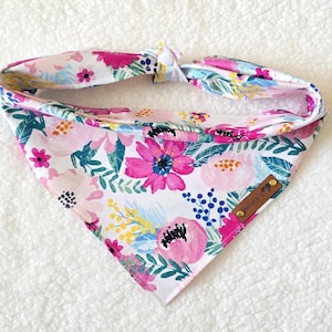 Floral Dog Bandana Spring Pet Bandana Pink Floral Dog Bandana Tie & Snap Dog Bandana Spring Dog Scarf Female Dog Bandana Puppy Gift Dog Mom