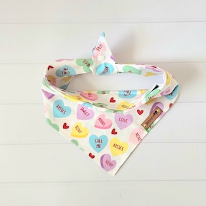 Valentines Day Dog Bandana Tie & Snap Bandana  Puppy Scarf Candy Hearts Valentines Pet Gift Dog Clothes Valentines Neckerchief Dog Mom Puppy