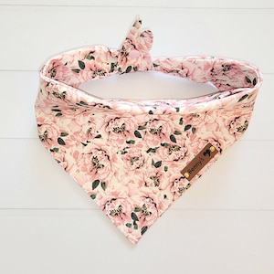 Pink Floral Dog Bandana Tie & Snap Bandana Puppy Bandana Spring Dog Bandana Girl Dog Bandana Dog Neckerchief Dog Mom Puppy Gift Floral Scarf