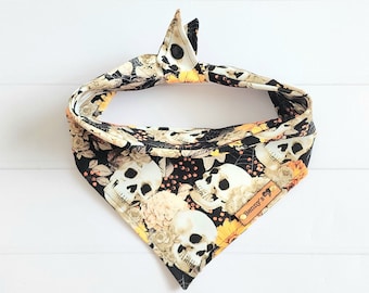 Dog Bandana Halloween Skull Dog  Bandana Dog Costume Tie & Snap Dog  Bandana Puppy Bandana Dog Neckerchief Dog Gift- Dog Scarf Spooky Scarf