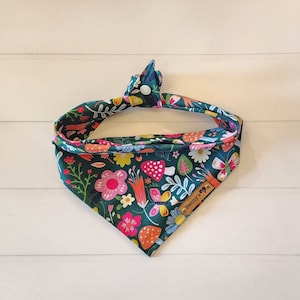 Floral Dog and Cat Bandana Spring Bandana  Wildflower Dog Bandana Green Dog Bandana Tie & Snap Bandana Puppy Bandana Cute Puppy Scarf
