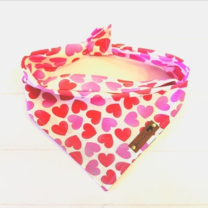 Valentines Day Dog Bandana  Tie & Snap Bandana Girl Dog Bandana Puppy Bandana Dog Scarf Dog Neckerchief Dog Gift Dog Clothes Red Pink White
