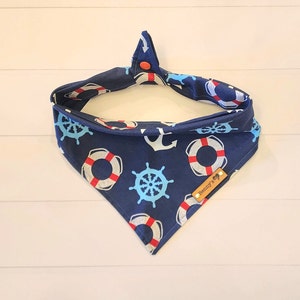 Navy Anchor Dog and Cat Bandana Nautical Pet Neckwear Boating  Bandana Beach Themed Pet Bandana Anchor Tie & Snap Bandana Summer Dog Bandana