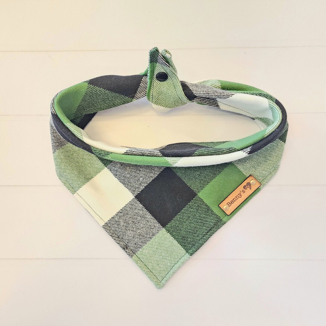 Dog Bandana Green Dog Bandana Green Check Flannel Dog Etsy
