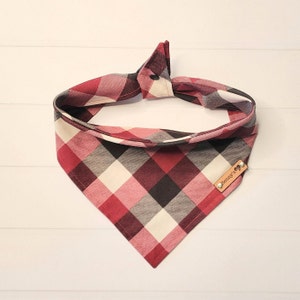 Red Plaid Dog Bandana Cotton Plaid Dog Bandana Tie & Snap Dog Puppy Gift  Custom Dog Bandana Puppy Scarf Dog Neckerchief Male Dog Red Black