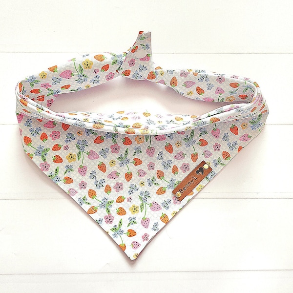 Fruit Dog Bandana, Strawberry Dog Bandana, Tie & Snap Pet Bandana,  Puppy Gift, Fruit Dog Scarf Dog Mom, Blue, Red Yellow, Purple