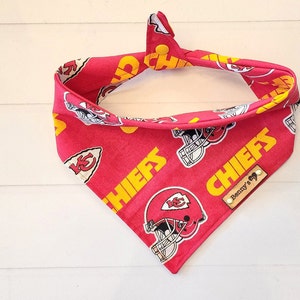 Chiefs Dog Bandana, Kansas City Chiefs Dog Bandana, NFL Dog Bandana, Chiefs Puppy Bandana, Tie & Snap Dog Bandana, Dog Neckerchief, Dog Gift