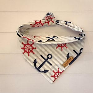 Nautical Dog and Cat Bandana Boating Dog Bandana Beach Bandana Anchor Dog Bandana Tie & Snap Bandana Summer Bandana Puppy Gift Beach Scarf