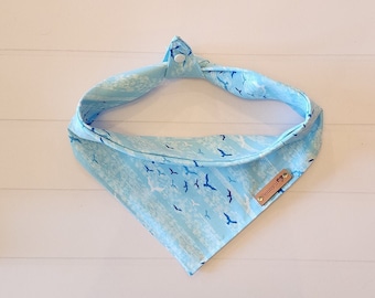 Seagull Dog Bandana Beach Dog Bandana Tie & Snap Bandana Blue Cotton Dog Bandana Summer Puppy Scarf Dog Gift Nautical Pet Scarf Dog Gift