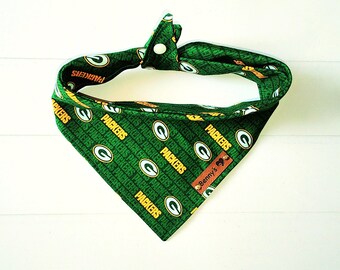 Green Bay Packers Dog Bandana: Tie & Snap Cotton Neckerchief