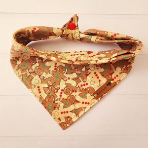 Christmas Dog Bandana - Gingerbread Cookie Dog Bandana - Tie & Snap Bandana - Dog Neckerchief - New Puppy Gift - X-mas Dog Scarf- Cat Scarf