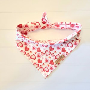 Valentine Dog Bandana Valentine Dog Gift Tie & Snap Bandana Heart Dog Bandana Valentine Dog Scarf Valentine Dog Clothes Puppy Scarf red pink