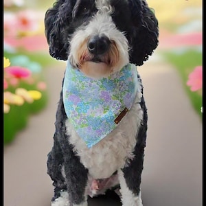 Floral Dog Bandana Spring Dog Bandana Easter Dog Bandana Summer Dog Bandana Tie & Snap Bandana Puppy Gift Dog Scarf  Female Dog Scarf