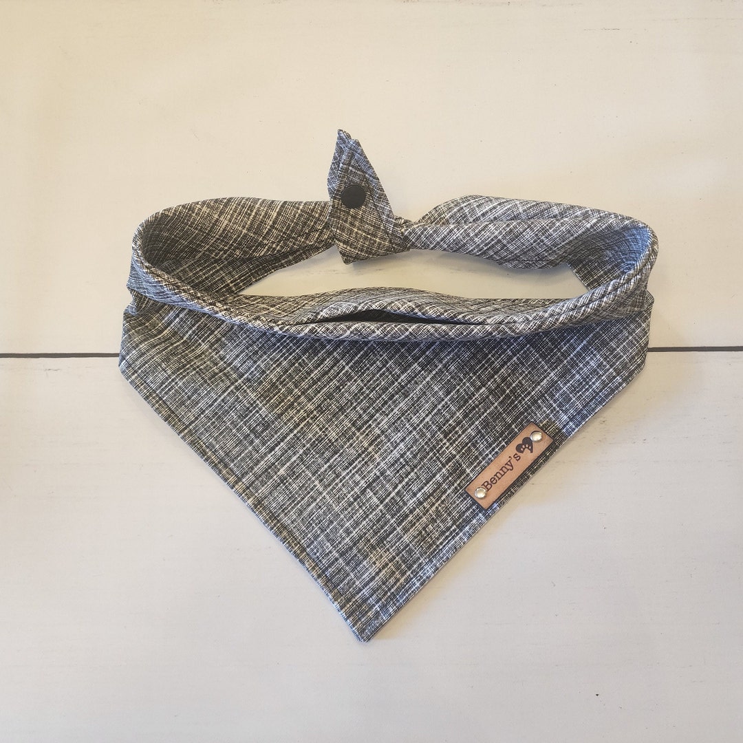 Black Dog Bandana Black and White Dog Bandana Crosshatch Dog Bandana Tie & Snap Dog Bandana Male