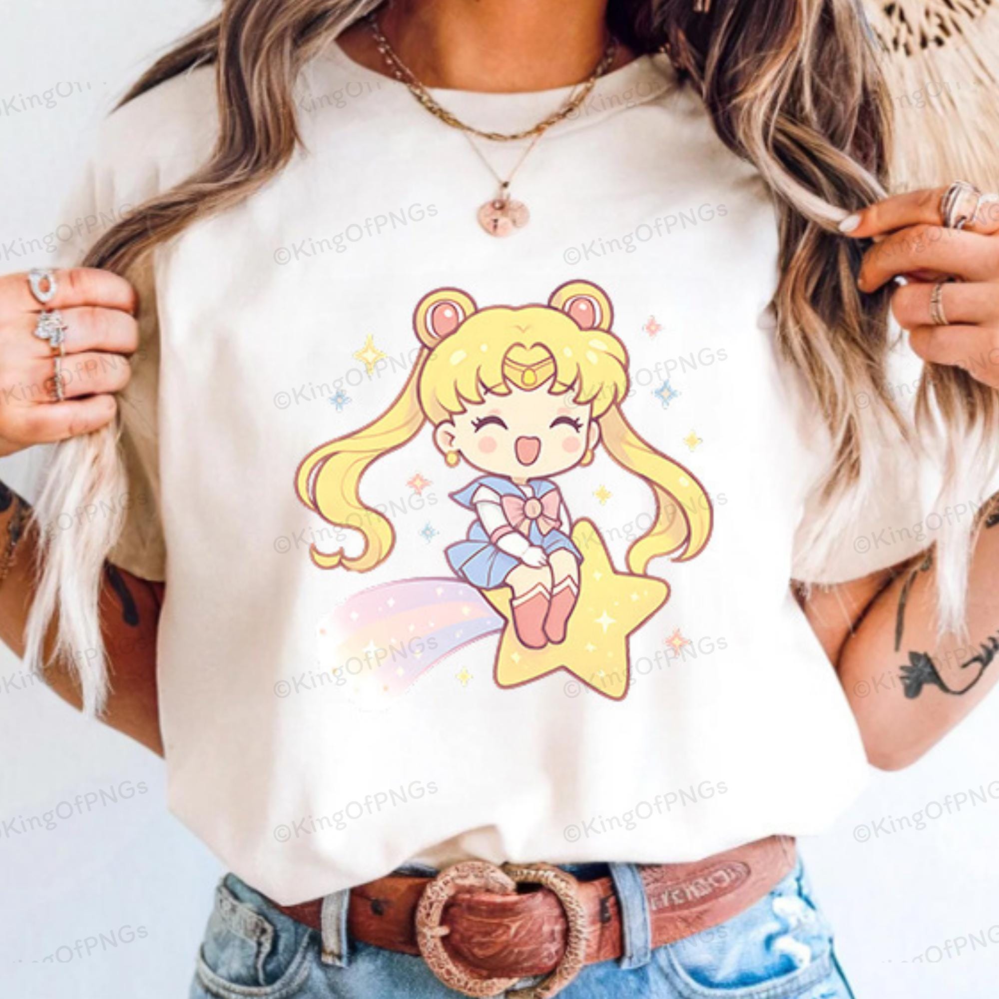 シューティングスター セーラースカウト オンデマンドプリント Tシャツ グラフィック - 透明 PNG、300 DPI - Etsy 日本, image size:2000x2000