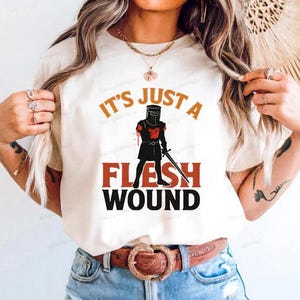Black Knight Monty Python Holy Grail Just A Flesh Wound Design PNG 300 DPI High Res Transparent PNG Soft Bold Printable Graphic Funny Shirt