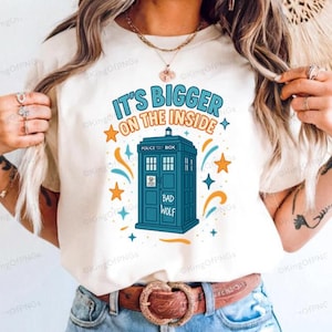 Bigger On The Inside Sparkling Tardis Dr Who Design 300 DPI High Res Transparent PNG Tshirt With Bold Printable Graphic Doctor Who Design