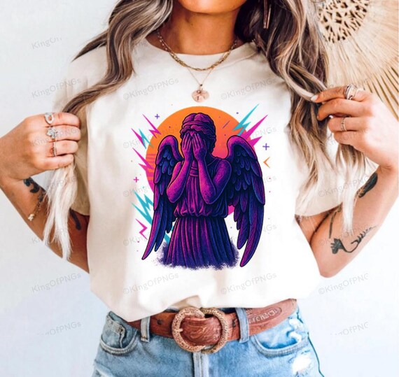 Doctor Who Weeping Angel Design Set: RetroWave Donna Noble Art (High Res PNG Files, Transparent Background, 300 DPI)