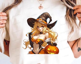 Anime Witch Bikini Girl PNG, Halloween Design (Transparent Background) (Digital Download)