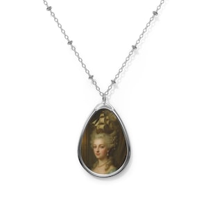 Necklace, Oval Pendant, Vintage Queen Marie Antoinette Jewelry, Gift for Her, French Empress Charm Necklace