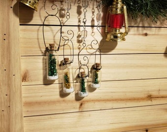 Miniature Christmas tree in a bottle ornaments