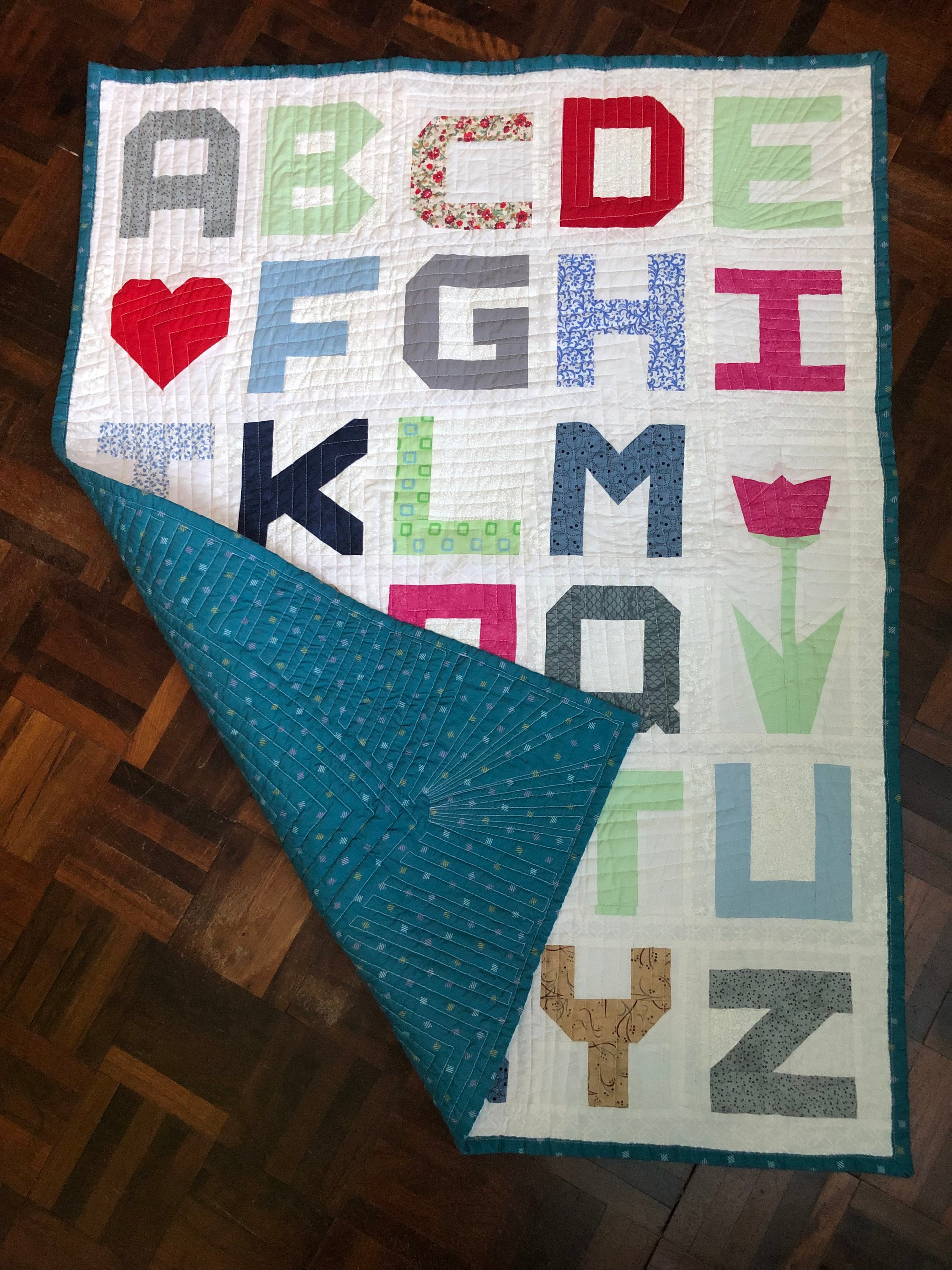 Alphabet Quilt Pattern Blanket Foundation Paper Pieced Patchwork Pdf
