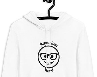 Men's hoodie in white. Aquarium Nerd