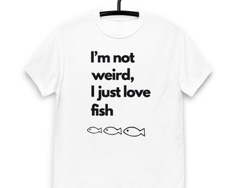 Fish lover Kurzärmeliges Herren T-Shirt in Weiß und Grau