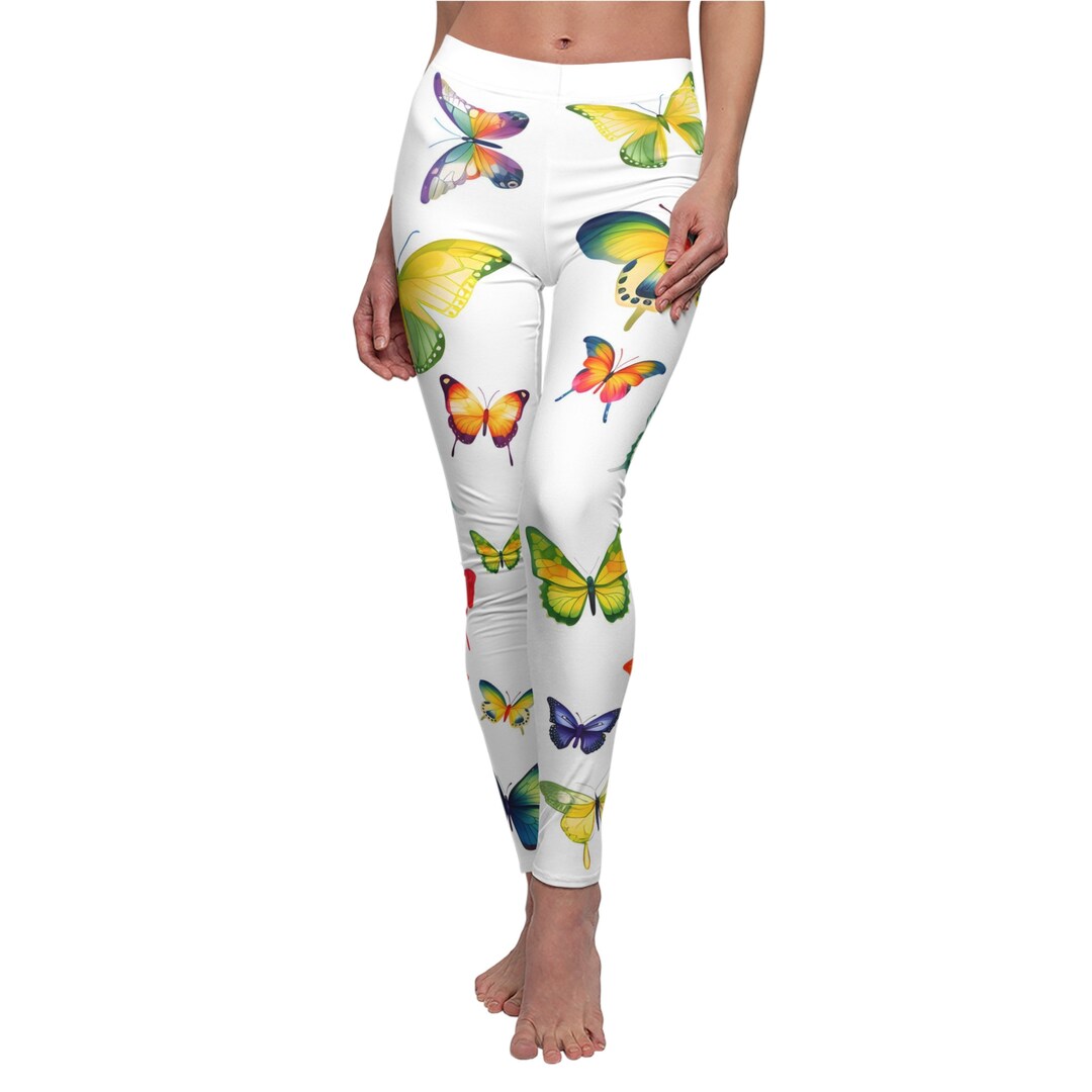 Colorful Tights With Big Butterflies Women's Casual Etsy