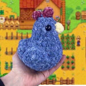 Crocheted Stardew Valley Blue Chicken