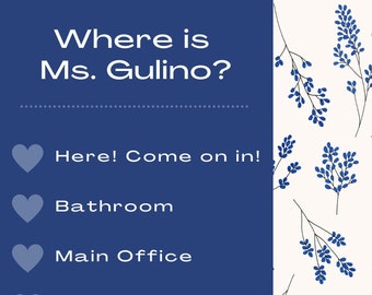 Editable Where's the Teacher Sign: Classroom Door Hanger