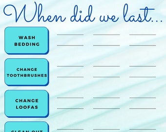 Customizable Cleaning Chore Tracker Printable (PDF)