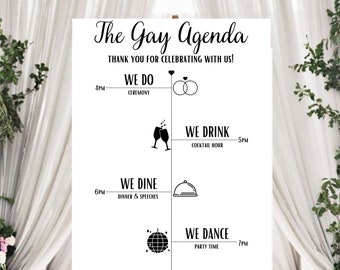 Editable Wedding Timeline Sign: Minimalist Order of Events (24x36 inches)