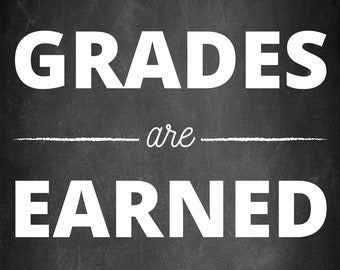 Grades are Earned not Given - Classroom Decor Poster