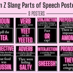 Gen Z Slang Parts of Speech Posters | Classroom Decor | Educational Posters | English Grammar Printables | Homeschool Decor | Classroom Art