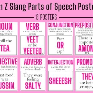 Gen Z Slang Parts of Speech Posters | Classroom Decor | Educational Posters | English Grammar Printables | Homeschool Decor | Classroom Art