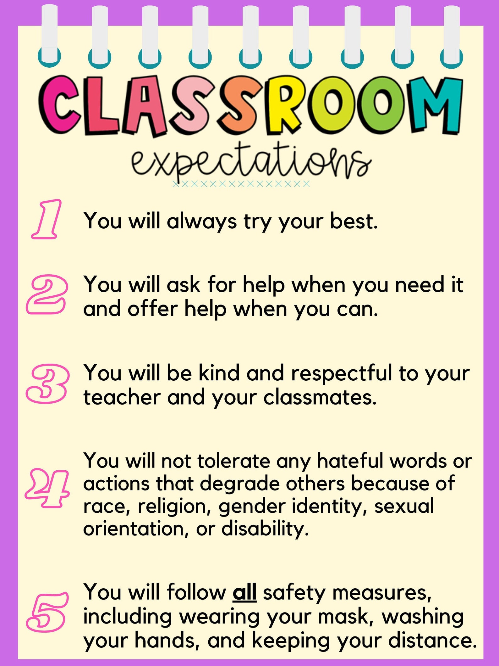 Editable Classroom Expectations Poster | Class Rules | Bulletin Board ...