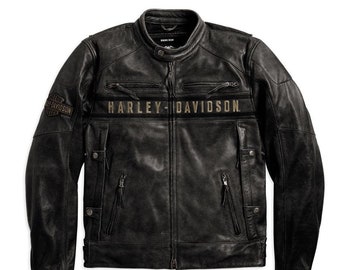 harley davidson leather varsity jacket